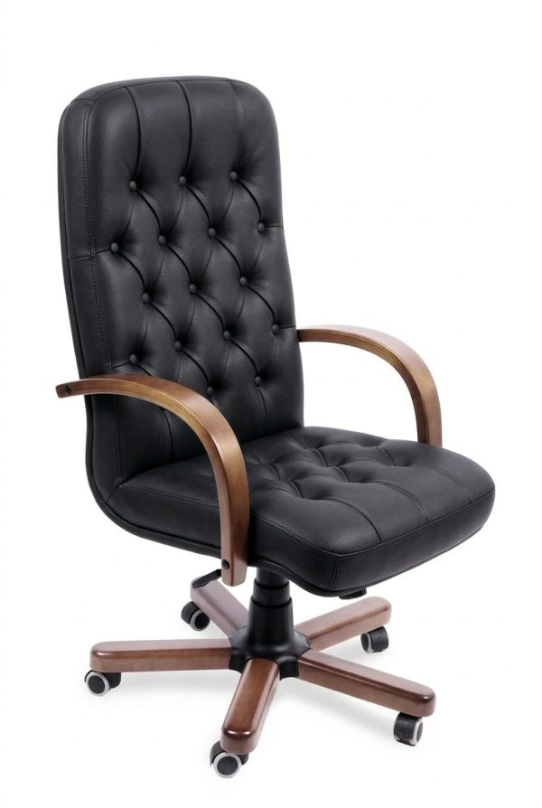 Кресло СОтА Премьер Экстра э/к Черный, Орех темный