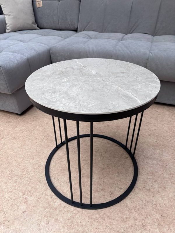 Стол журнальный Турин керамика Louvre light grey\черный матовый