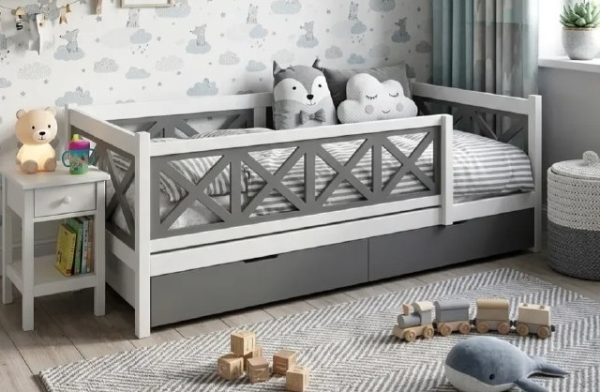 Кровать СОтА-Кристи 90*180 Белый, серый (Предзаказ)